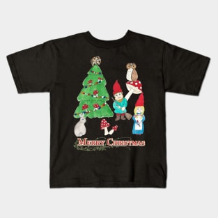 Gnome Merry Christmas Vintage Retro Holiday Design Kids T-Shirt